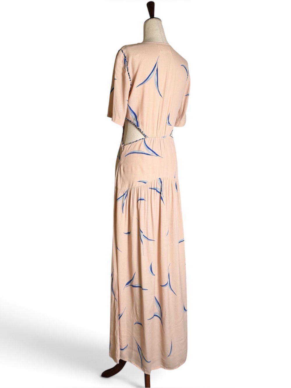 ba&sh Tiana Cutout Leaf Print Maxi Dress In Nude US size 6 - Picture 6 of 10